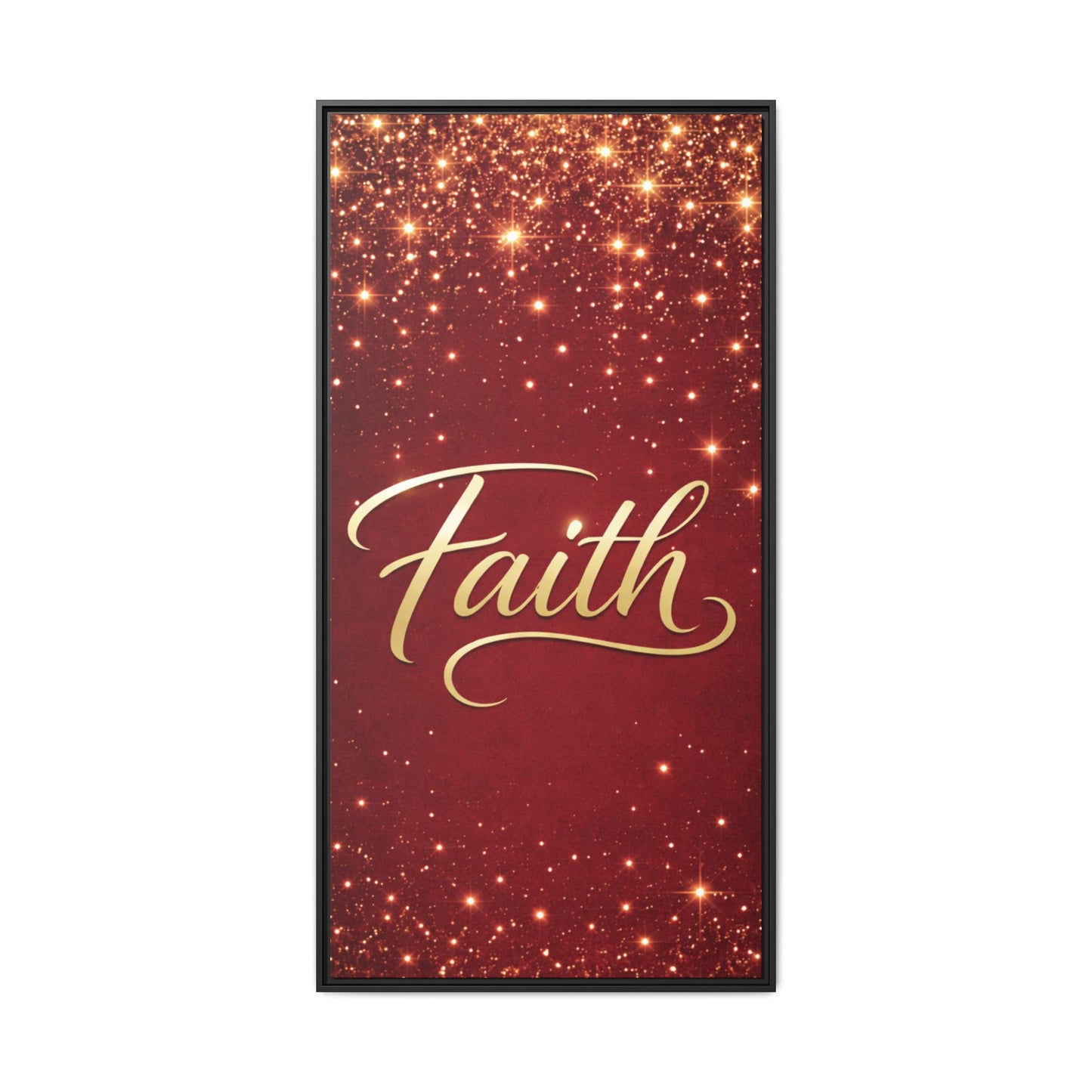 Faith Wall Art Canvas — Framed Red & Gold Holiday Print