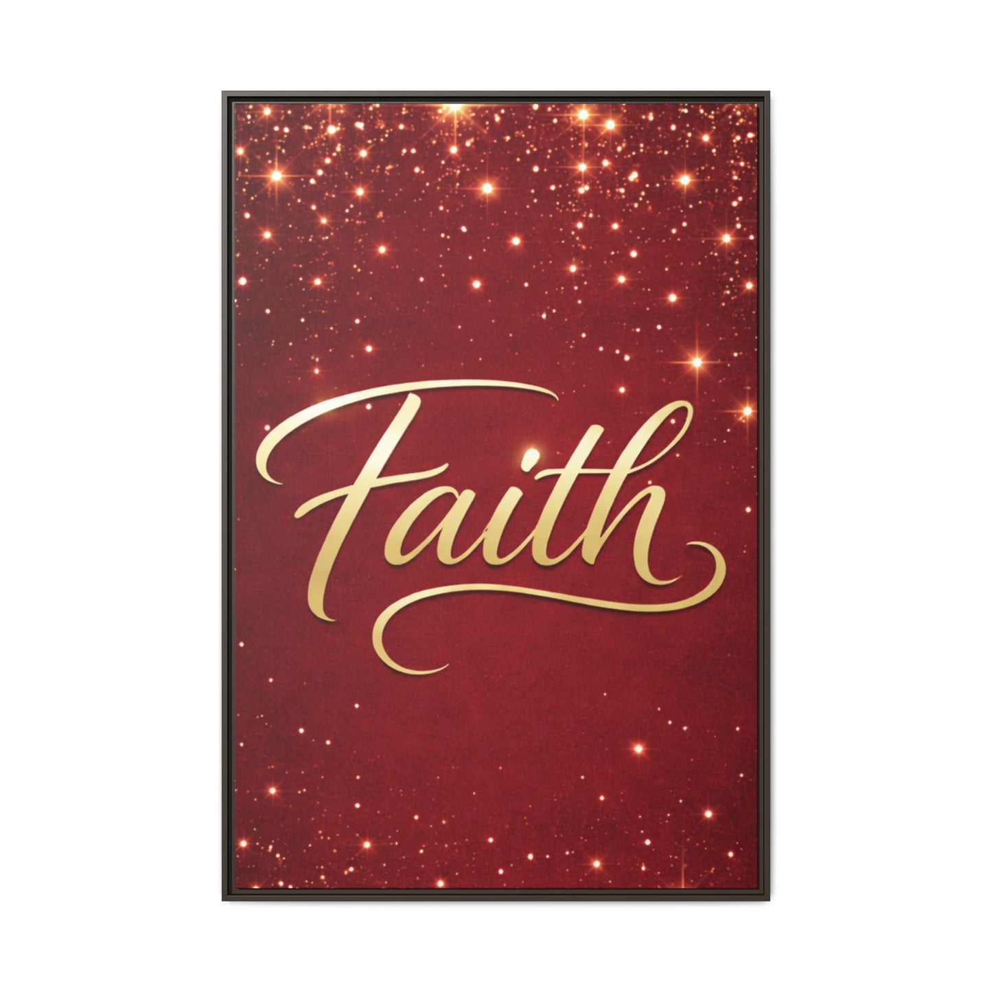 Faith Wall Art Canvas — Framed Red & Gold Holiday Print