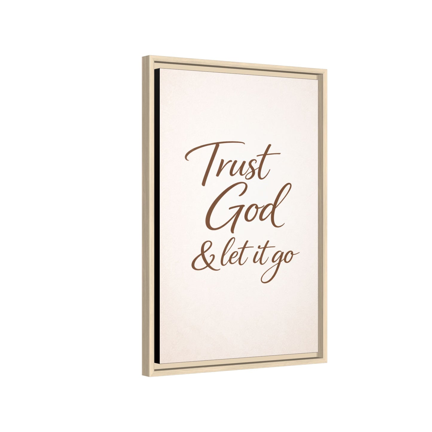 Framed Canvas Wall Art — "Trust God & Let It Go" Inspirational Quote