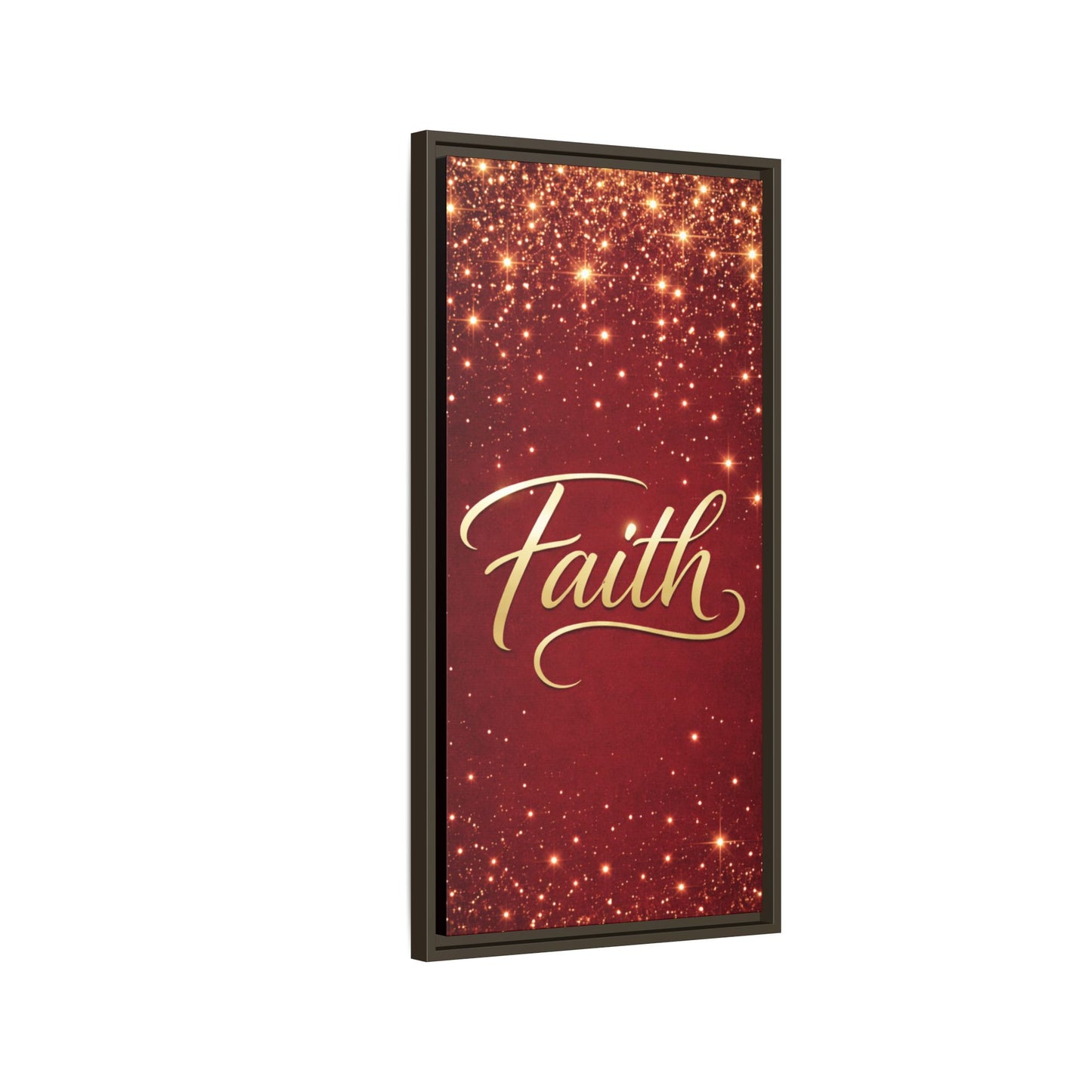 Faith Wall Art Canvas — Framed Red & Gold Holiday Print