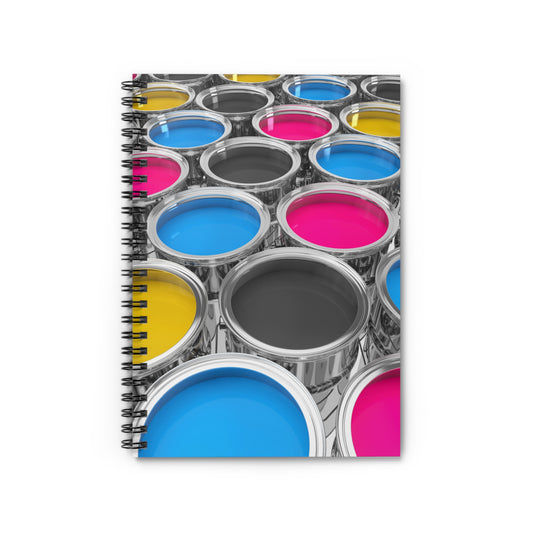 CMYK Paint Cans Spiral Notebook | Ruled Line
