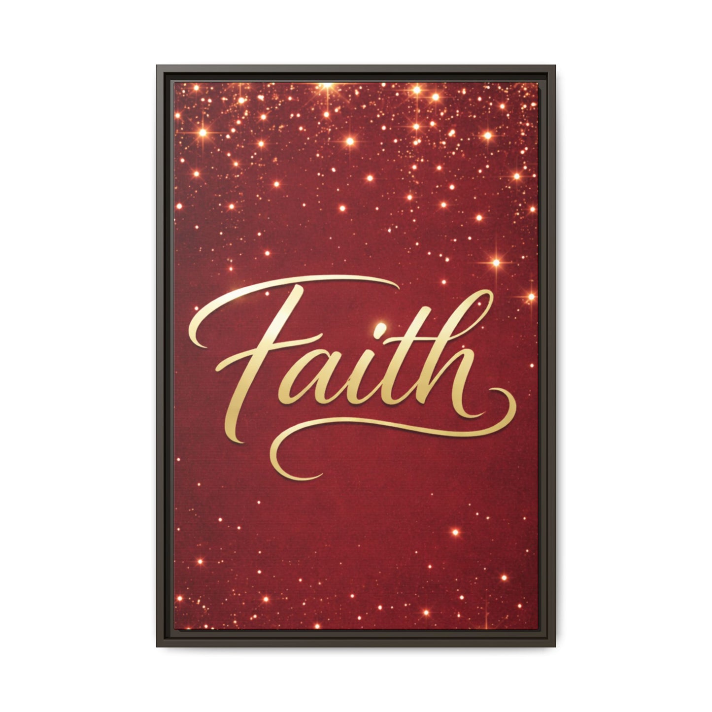 Faith Wall Art Canvas — Framed Red & Gold Holiday Print