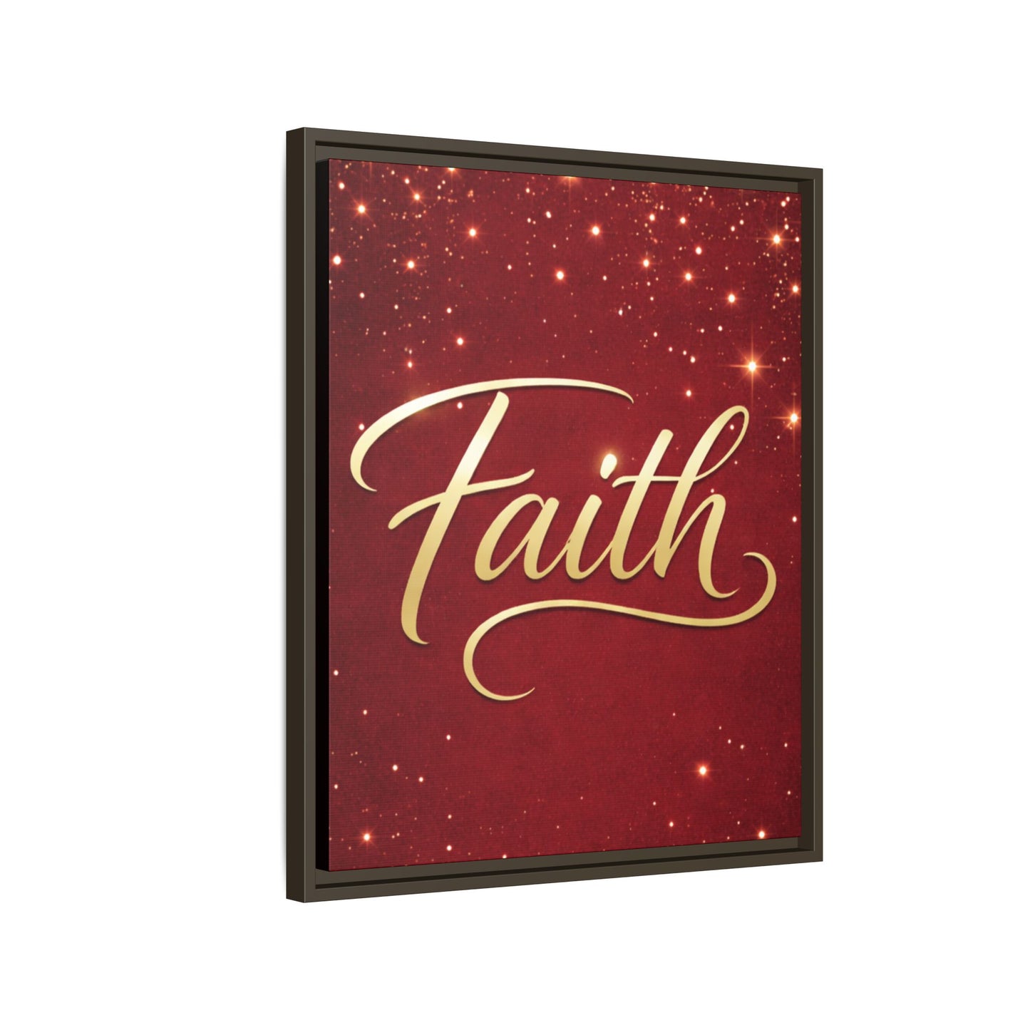 Faith Wall Art Canvas — Framed Red & Gold Holiday Print