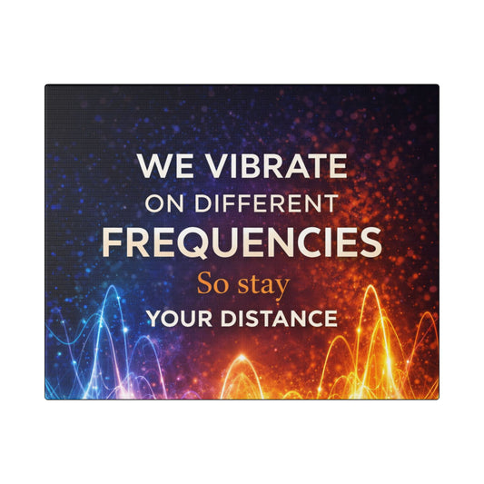 Canvas Wall Art – “We Vibrate on Different Frequencies, So Stay Your Distance” Motivational Quote