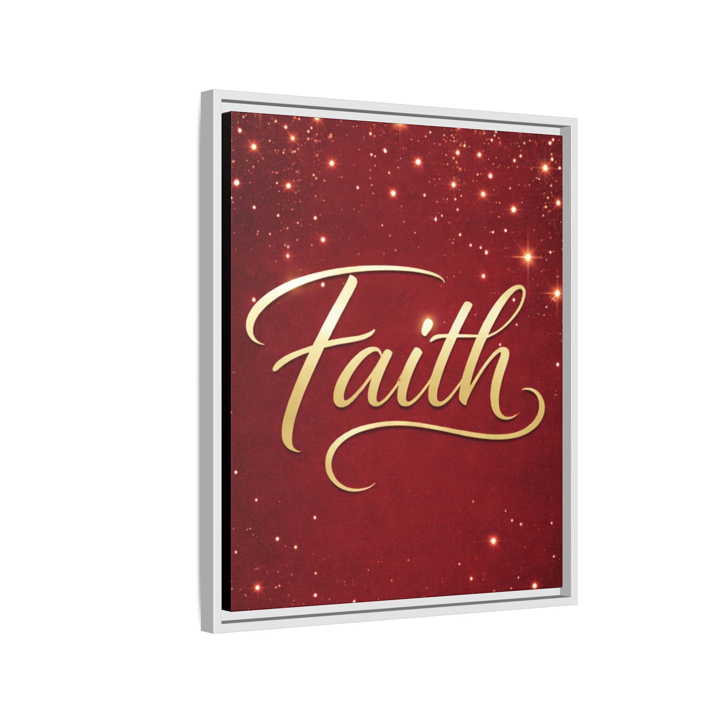 Faith Wall Art Canvas — Framed Red & Gold Holiday Print
