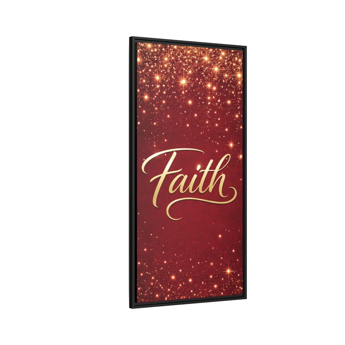 Faith Wall Art Canvas — Framed Red & Gold Holiday Print