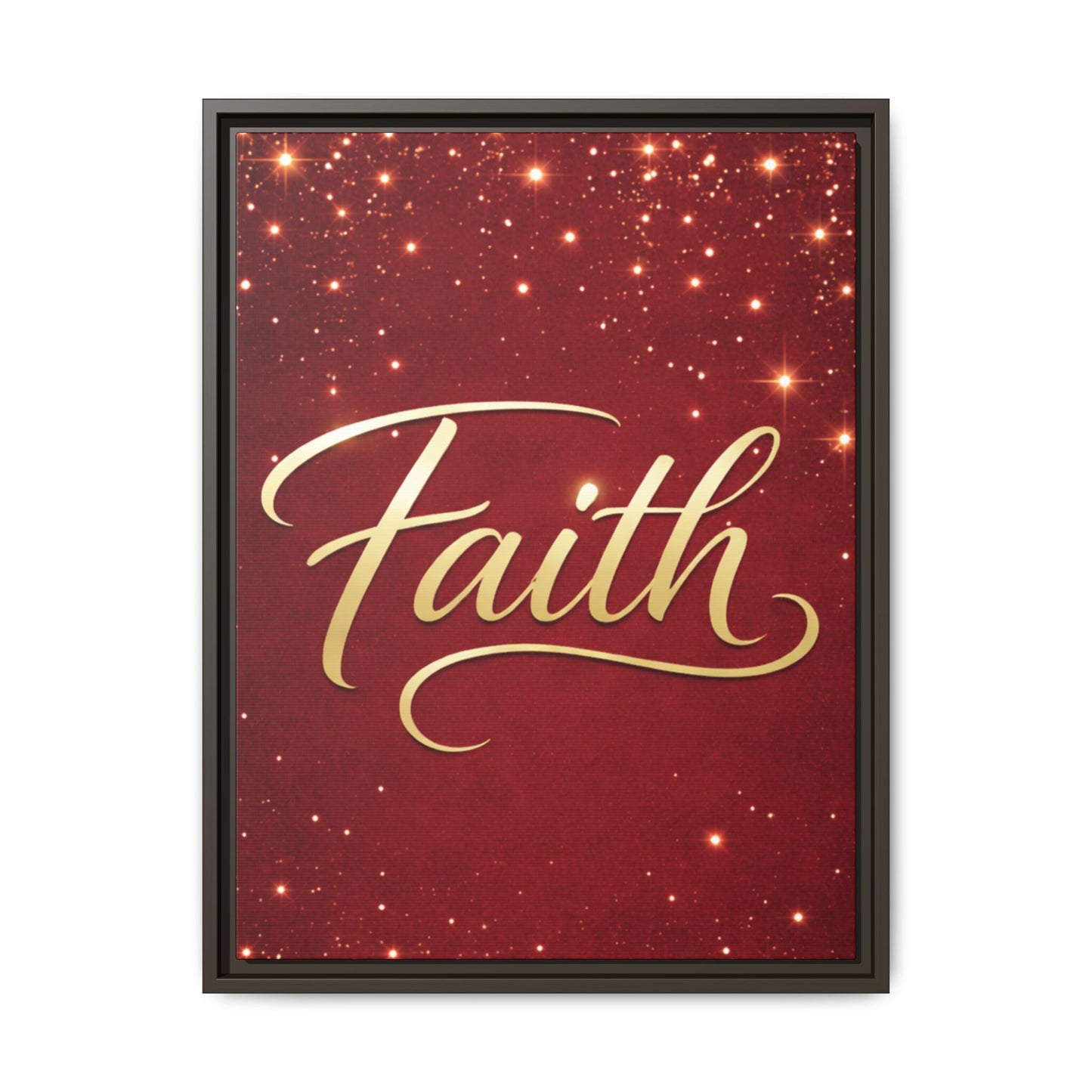 Faith Wall Art Canvas — Framed Red & Gold Holiday Print