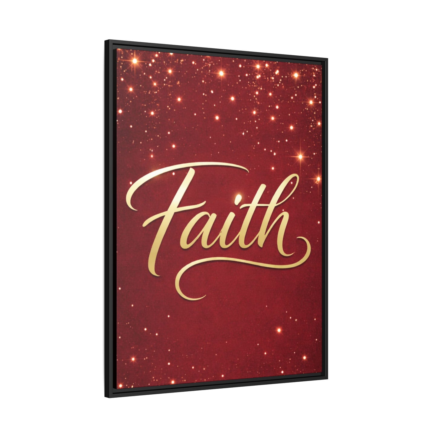 Faith Wall Art Canvas — Framed Red & Gold Holiday Print