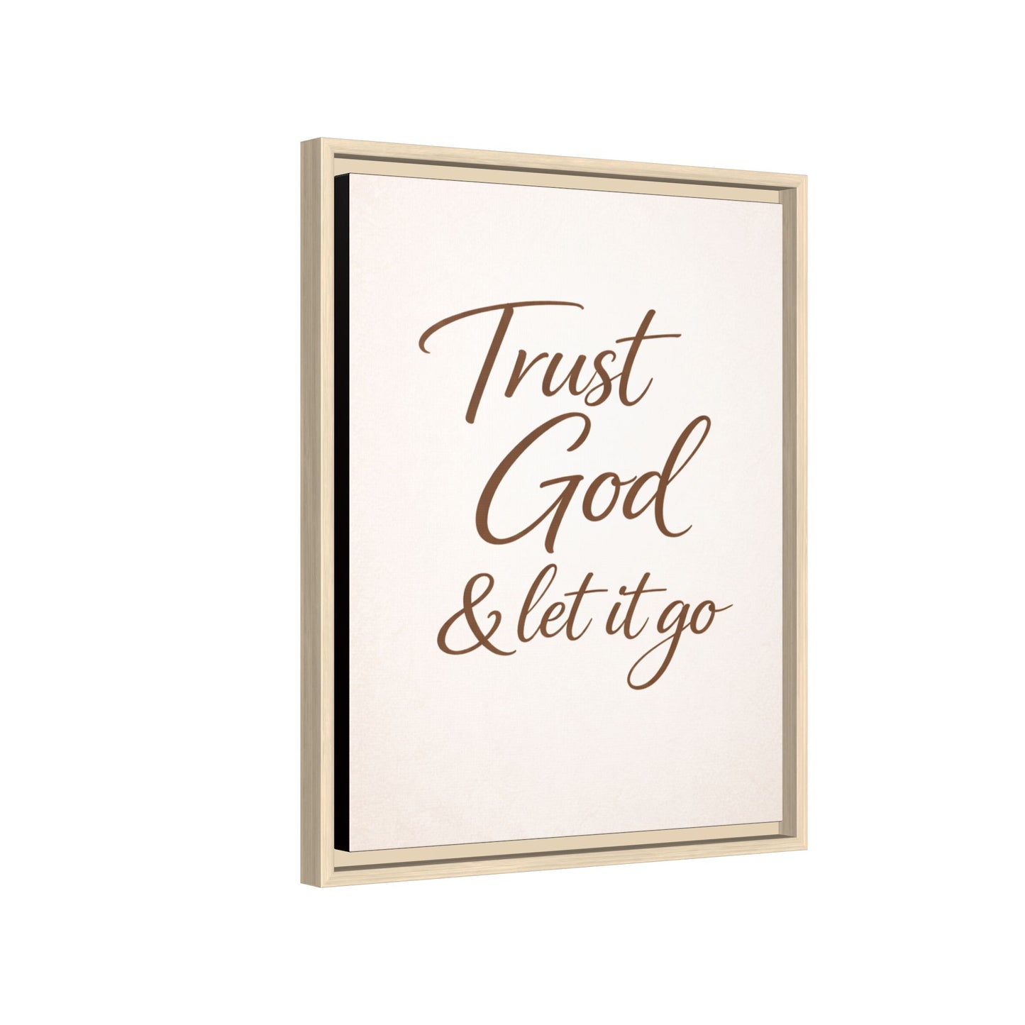 Framed Canvas Wall Art — "Trust God & Let It Go" Inspirational Quote