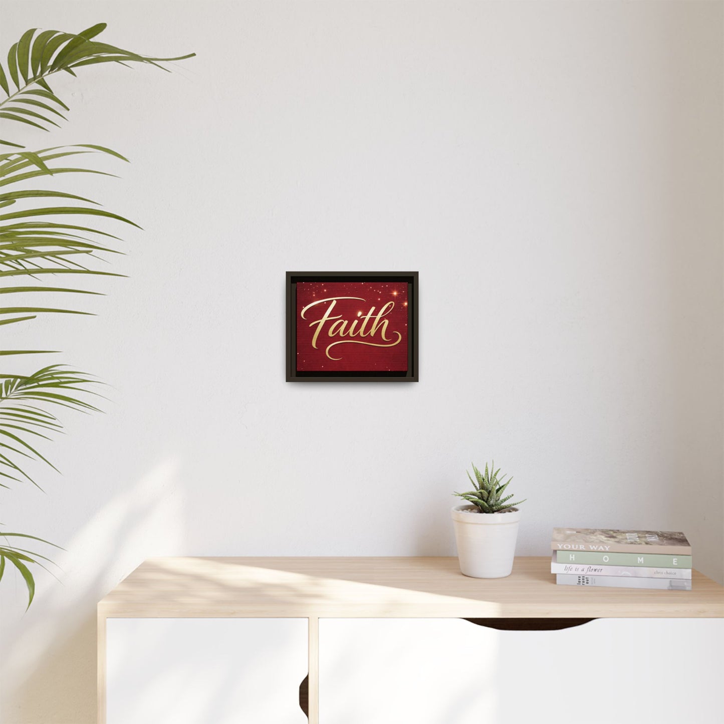 Faith Wall Art Canvas — Framed Red & Gold Holiday Print