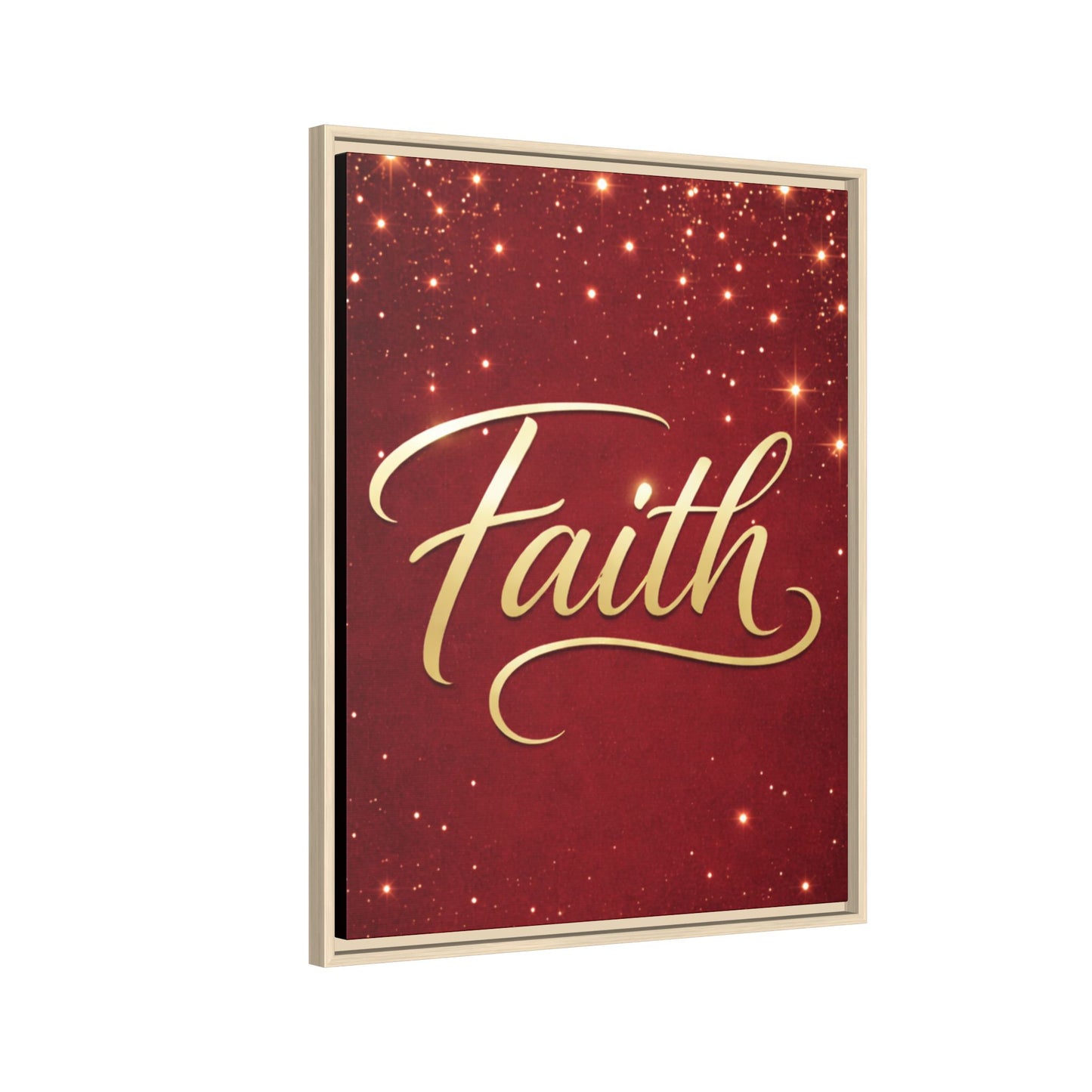 Faith Wall Art Canvas — Framed Red & Gold Holiday Print