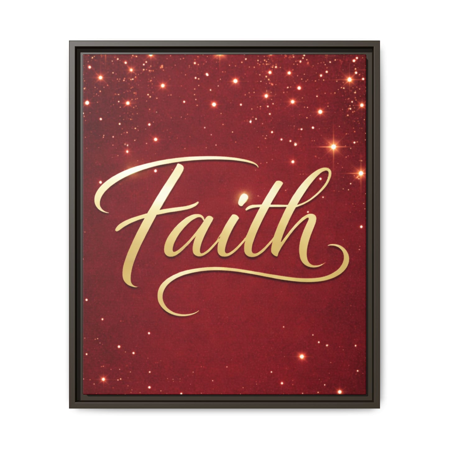 Faith Wall Art Canvas — Framed Red & Gold Holiday Print