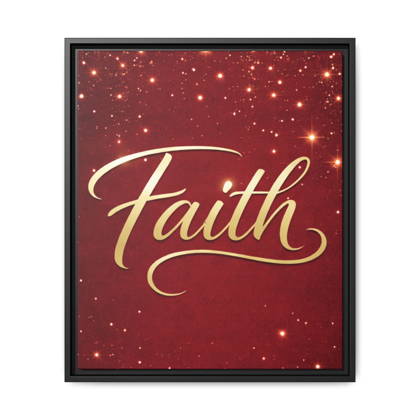 Faith Wall Art Canvas — Framed Red & Gold Holiday Print