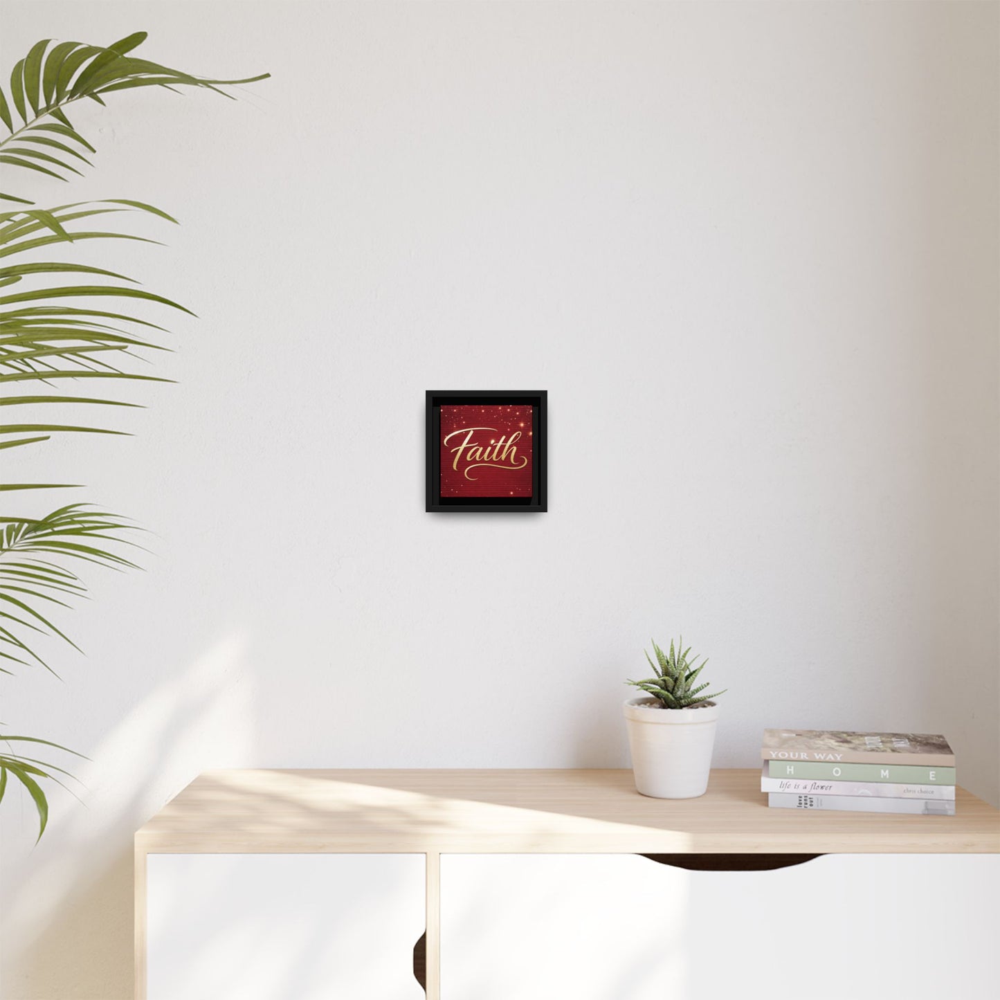 Faith Wall Art Canvas — Framed Red & Gold Holiday Print