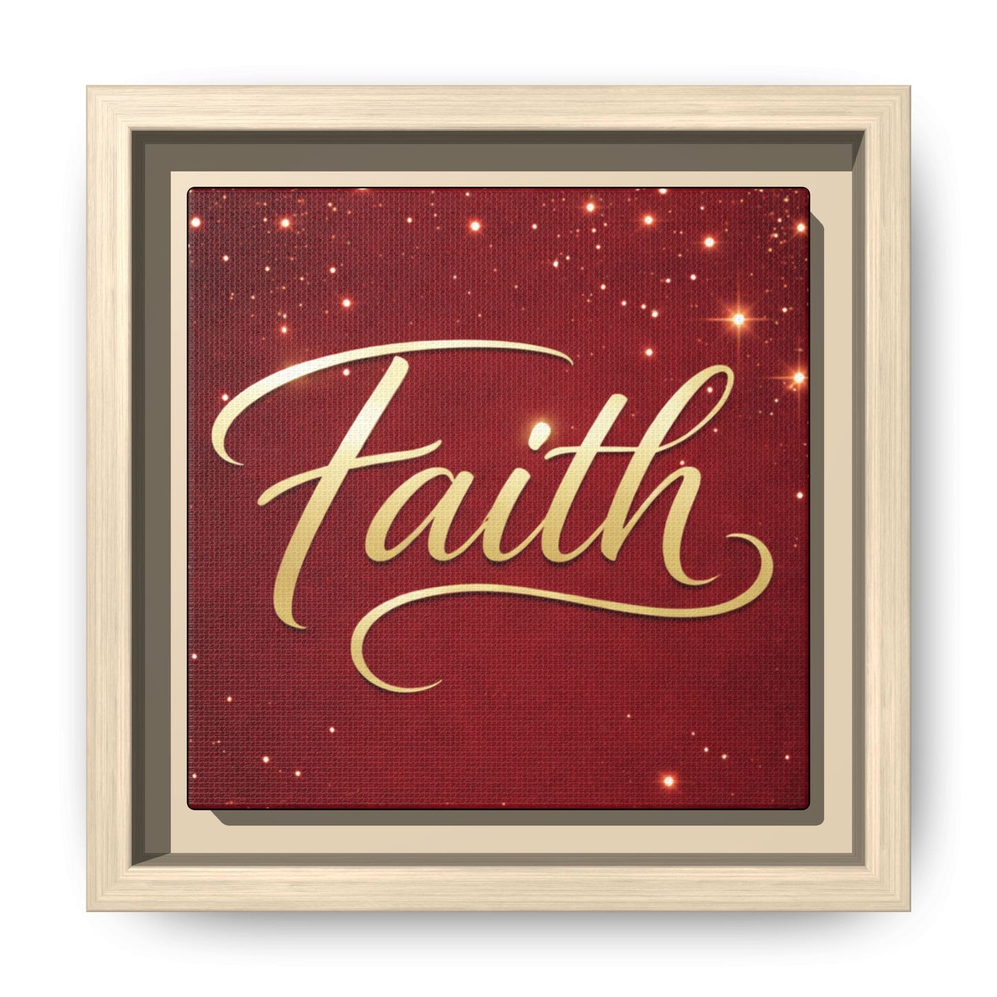 Faith Wall Art Canvas — Framed Red & Gold Holiday Print
