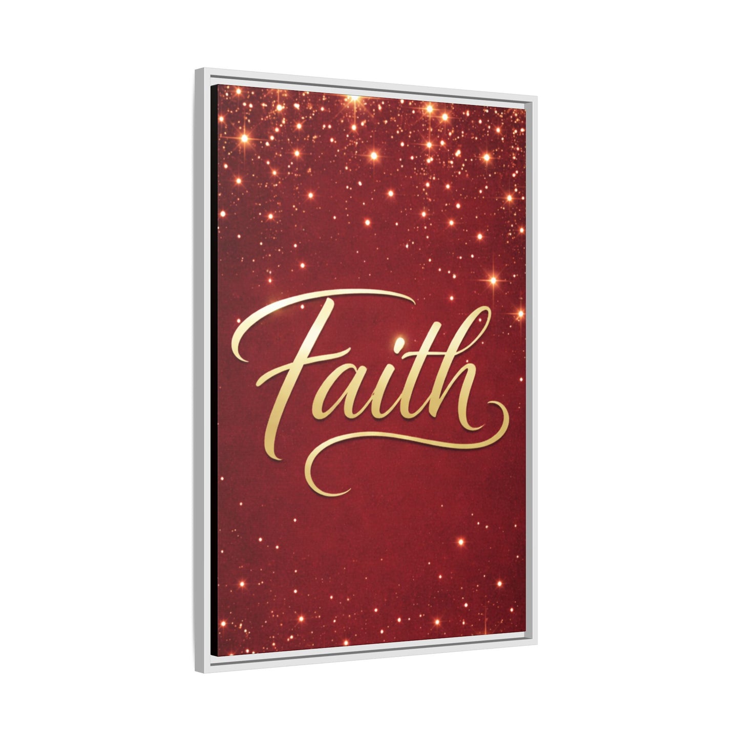 Faith Wall Art Canvas — Framed Red & Gold Holiday Print