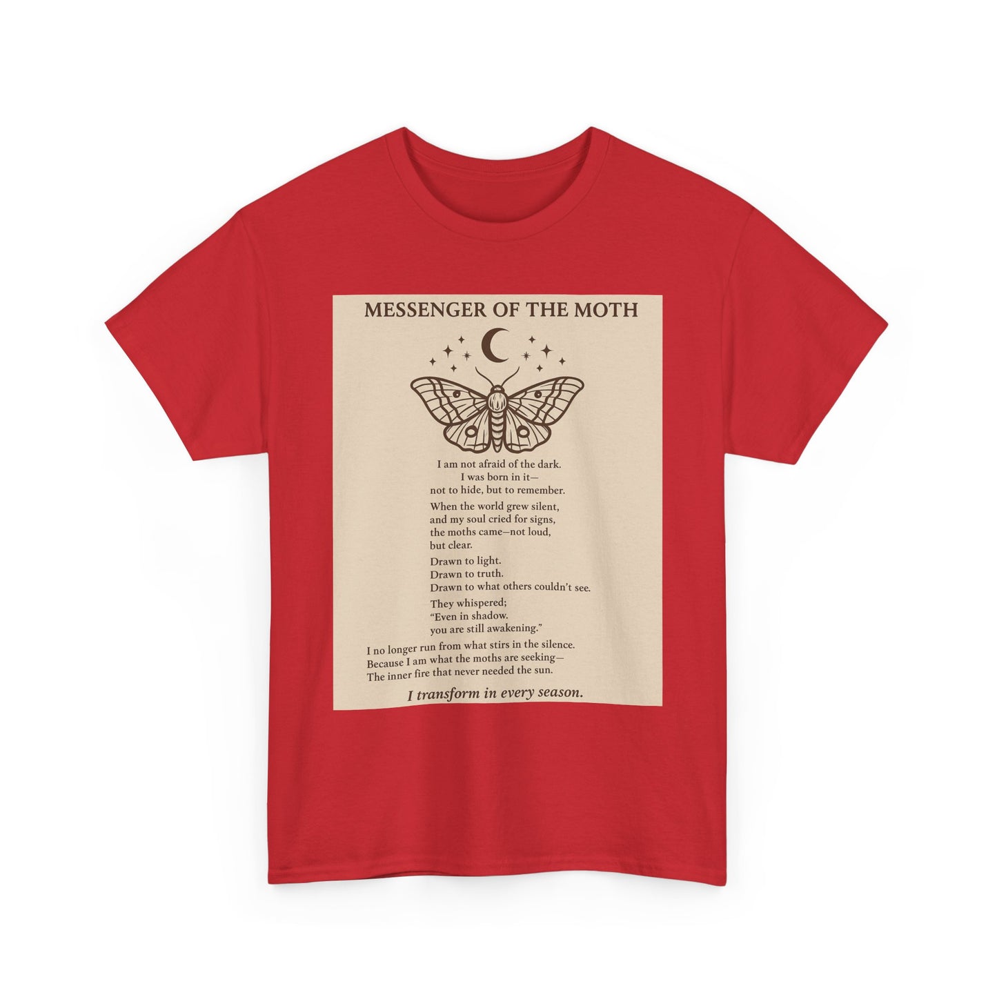Messenger of the Moth Tee – Poem & Moth Illustration Spiritual Graphic T-Shirt