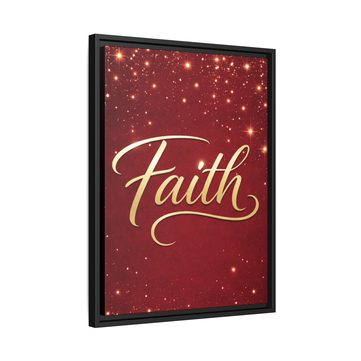 Faith Wall Art Canvas — Framed Red & Gold Holiday Print