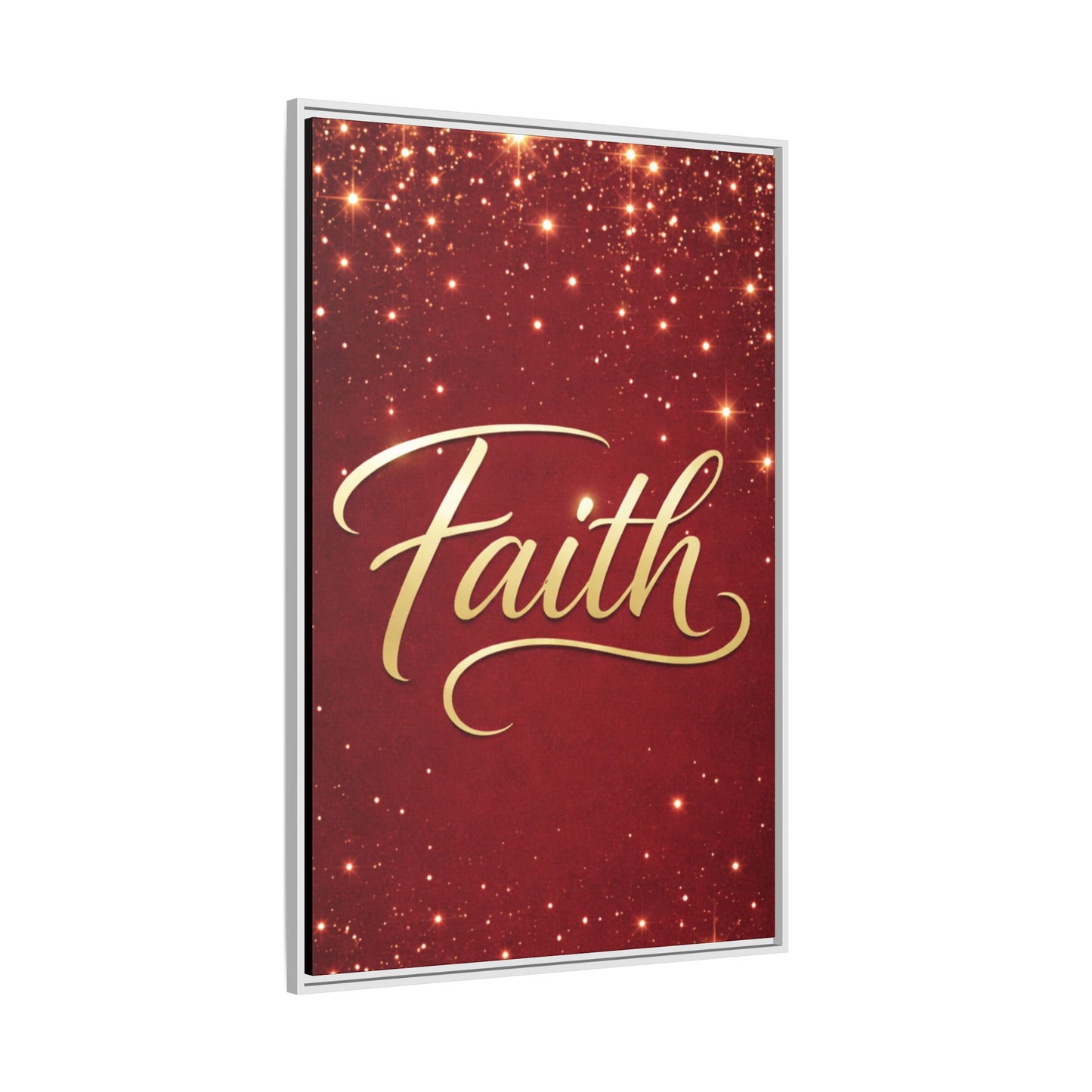 Faith Wall Art Canvas — Framed Red & Gold Holiday Print