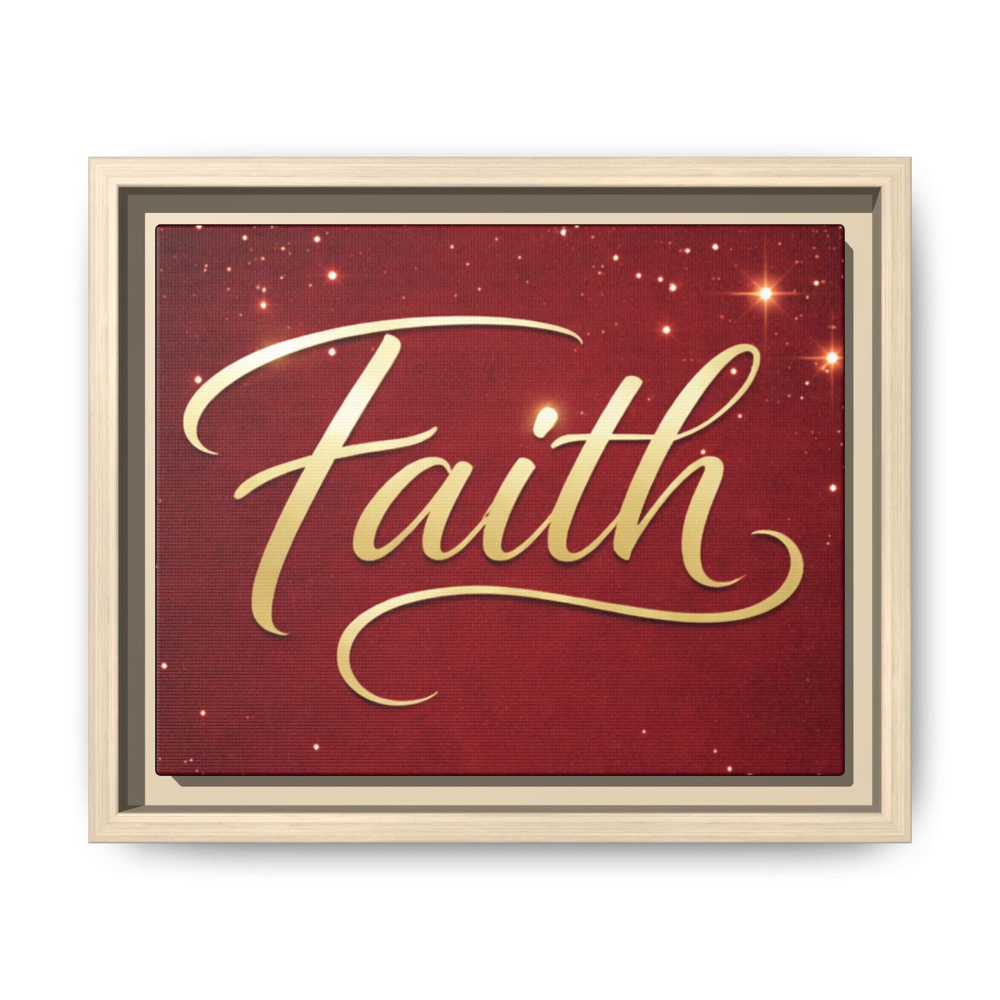 Faith Wall Art Canvas — Framed Red & Gold Holiday Print