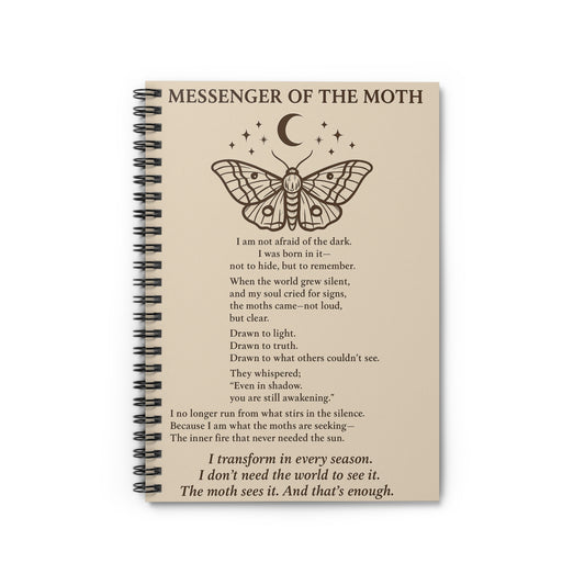 Messenger of the Moth Spiral Notebook | Ruled Lined Journal, Moth Poem Cover