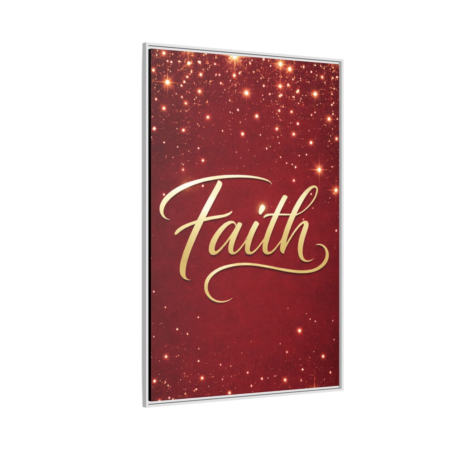 Faith Wall Art Canvas — Framed Red & Gold Holiday Print