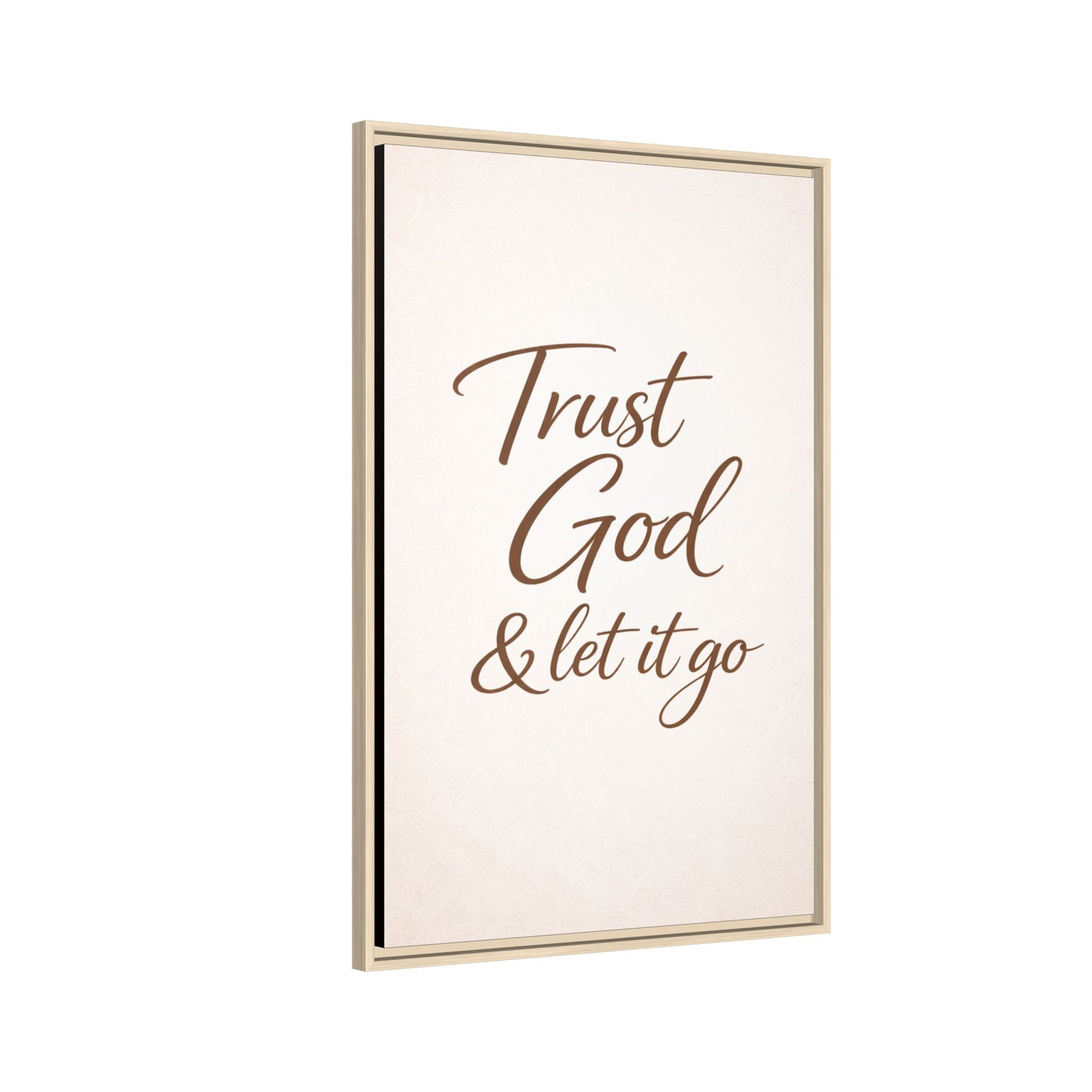 Framed Canvas Wall Art — "Trust God & Let It Go" Inspirational Quote