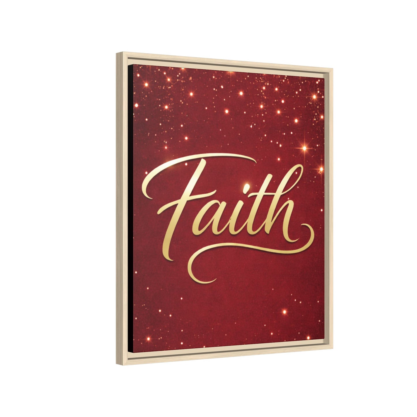 Faith Wall Art Canvas — Framed Red & Gold Holiday Print