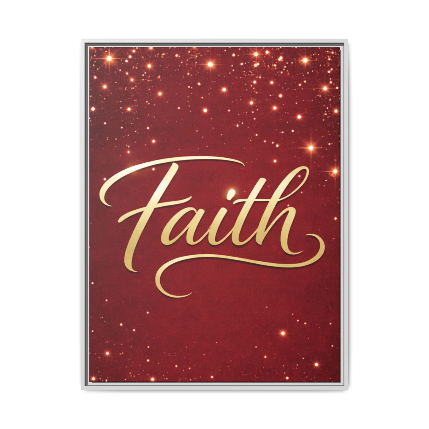 Faith Wall Art Canvas — Framed Red & Gold Holiday Print
