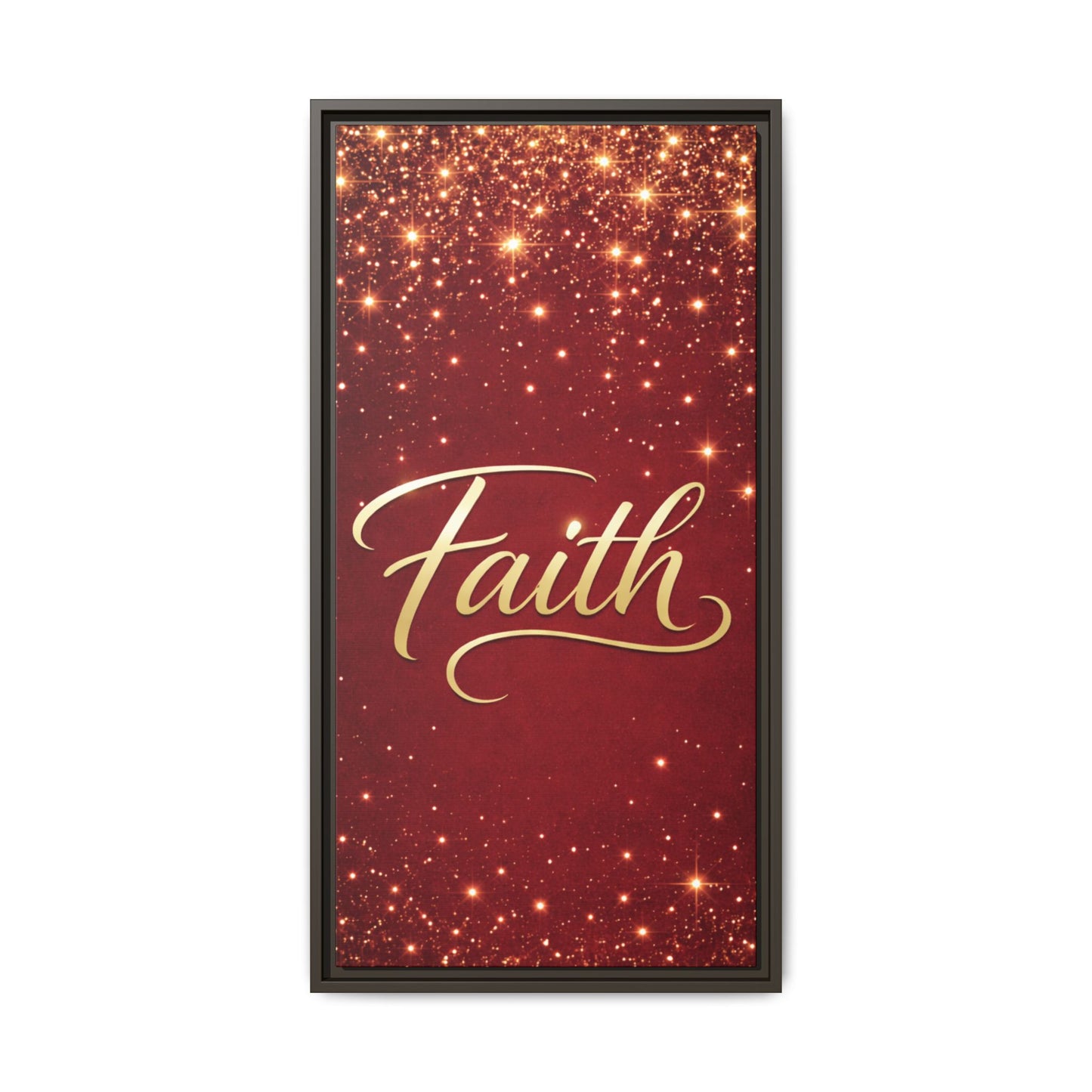 Faith Wall Art Canvas — Framed Red & Gold Holiday Print