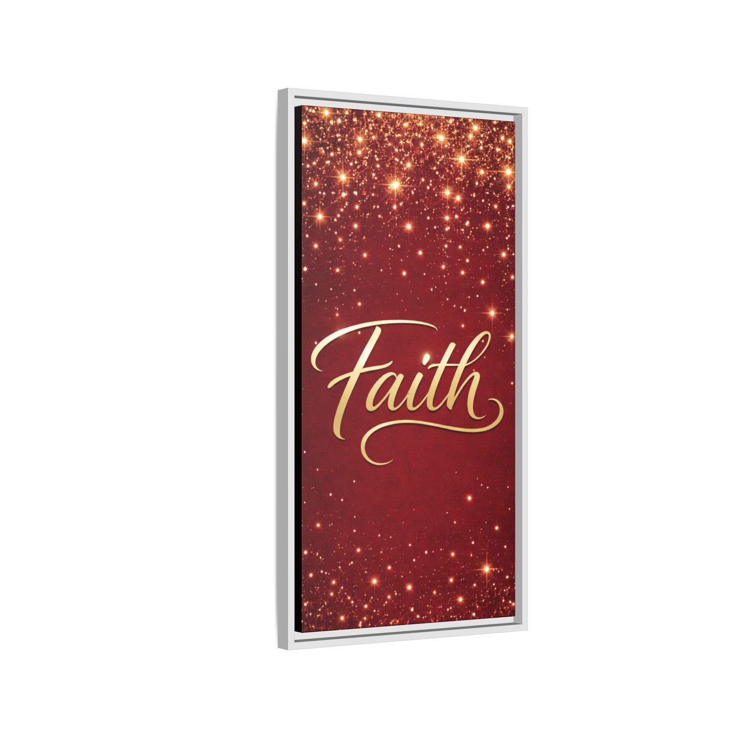 Faith Wall Art Canvas — Framed Red & Gold Holiday Print