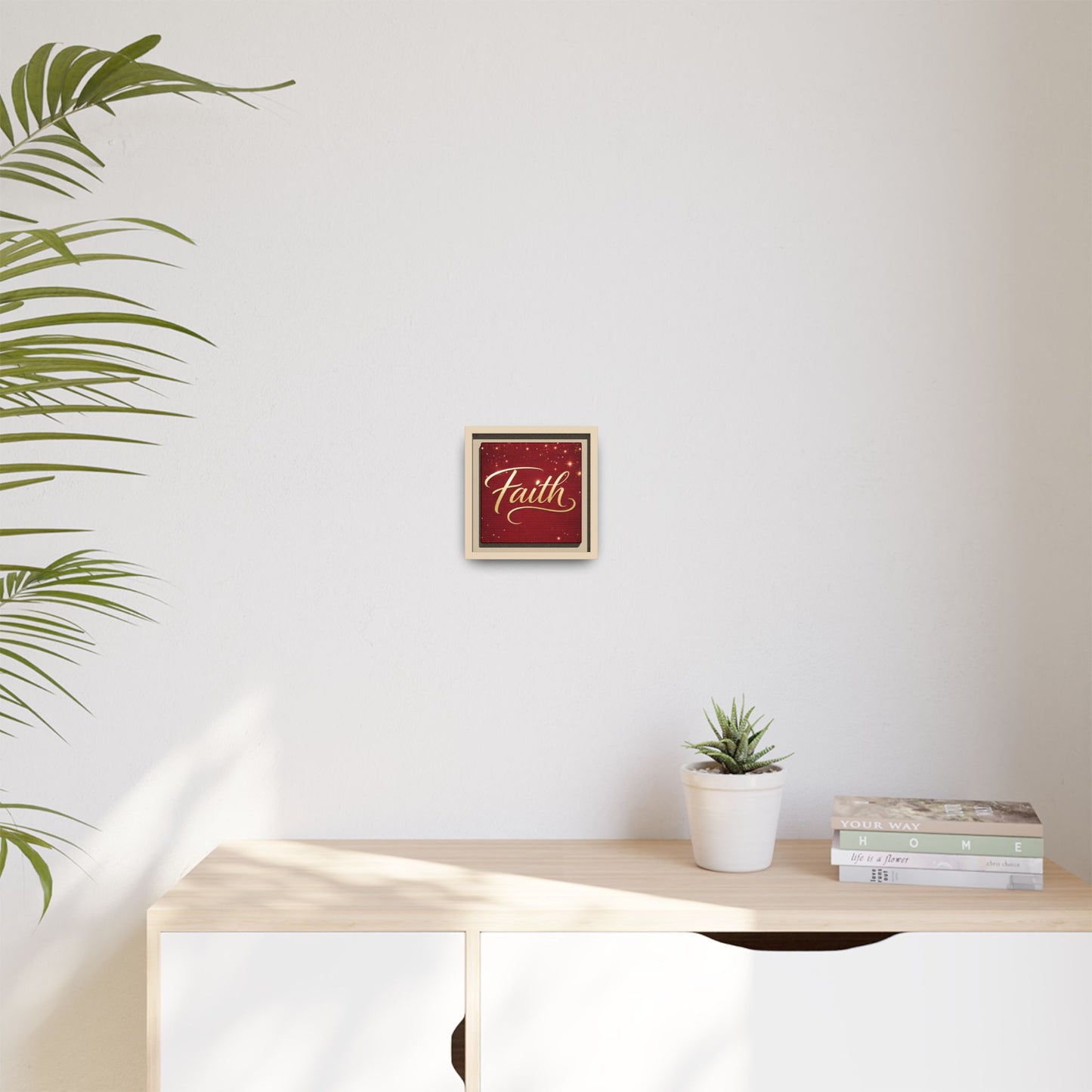 Faith Wall Art Canvas — Framed Red & Gold Holiday Print
