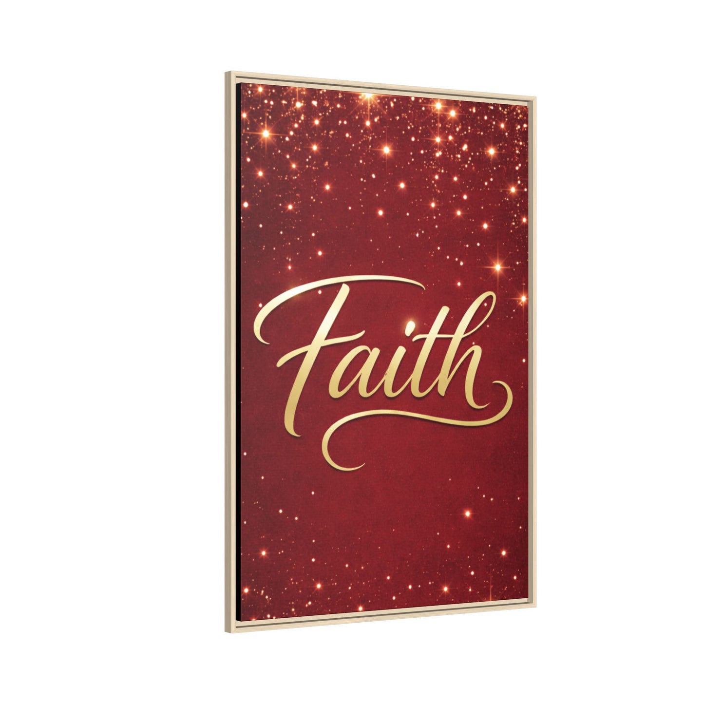 Faith Wall Art Canvas — Framed Red & Gold Holiday Print