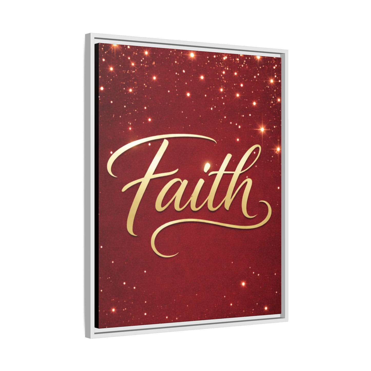 Faith Wall Art Canvas — Framed Red & Gold Holiday Print