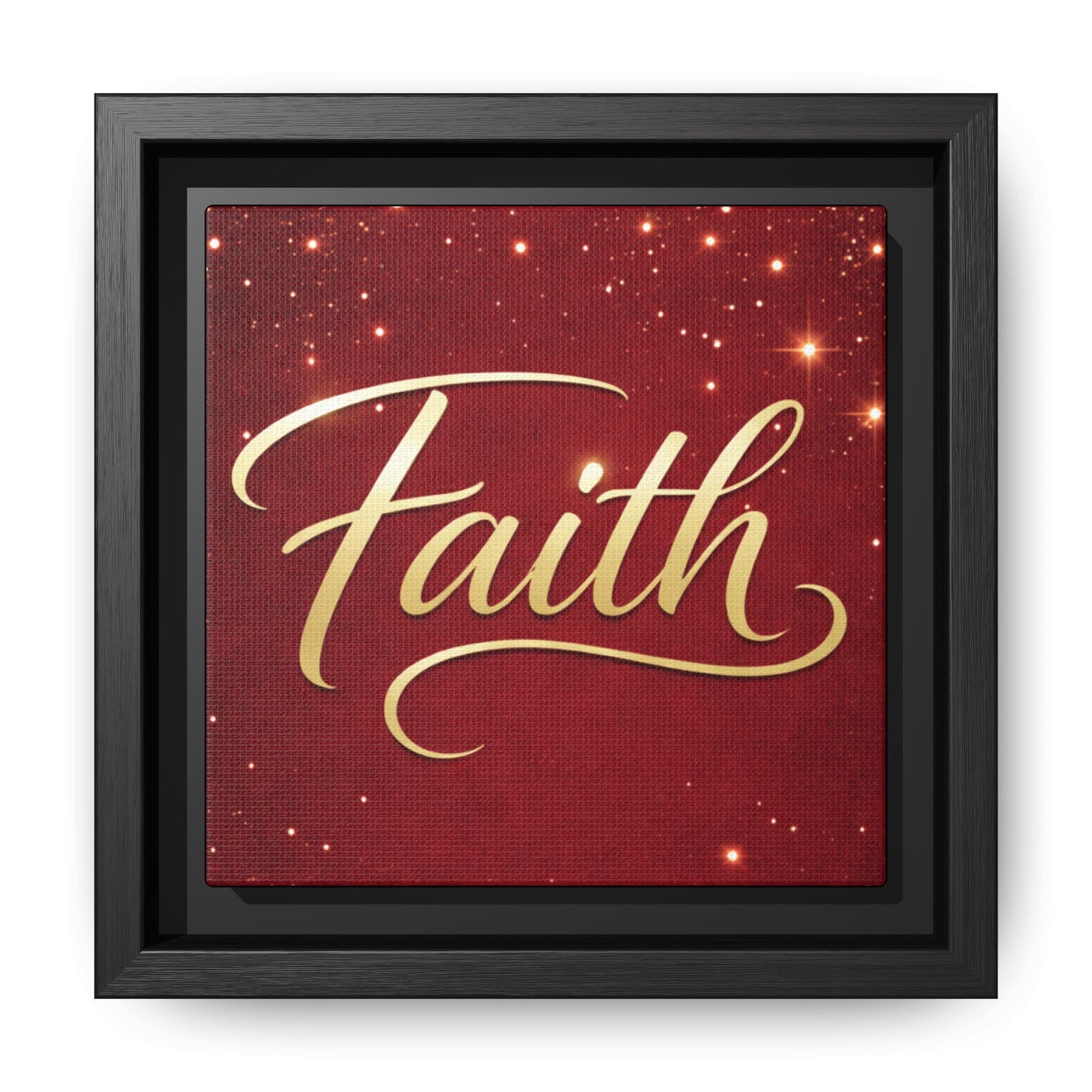 Faith Wall Art Canvas — Framed Red & Gold Holiday Print