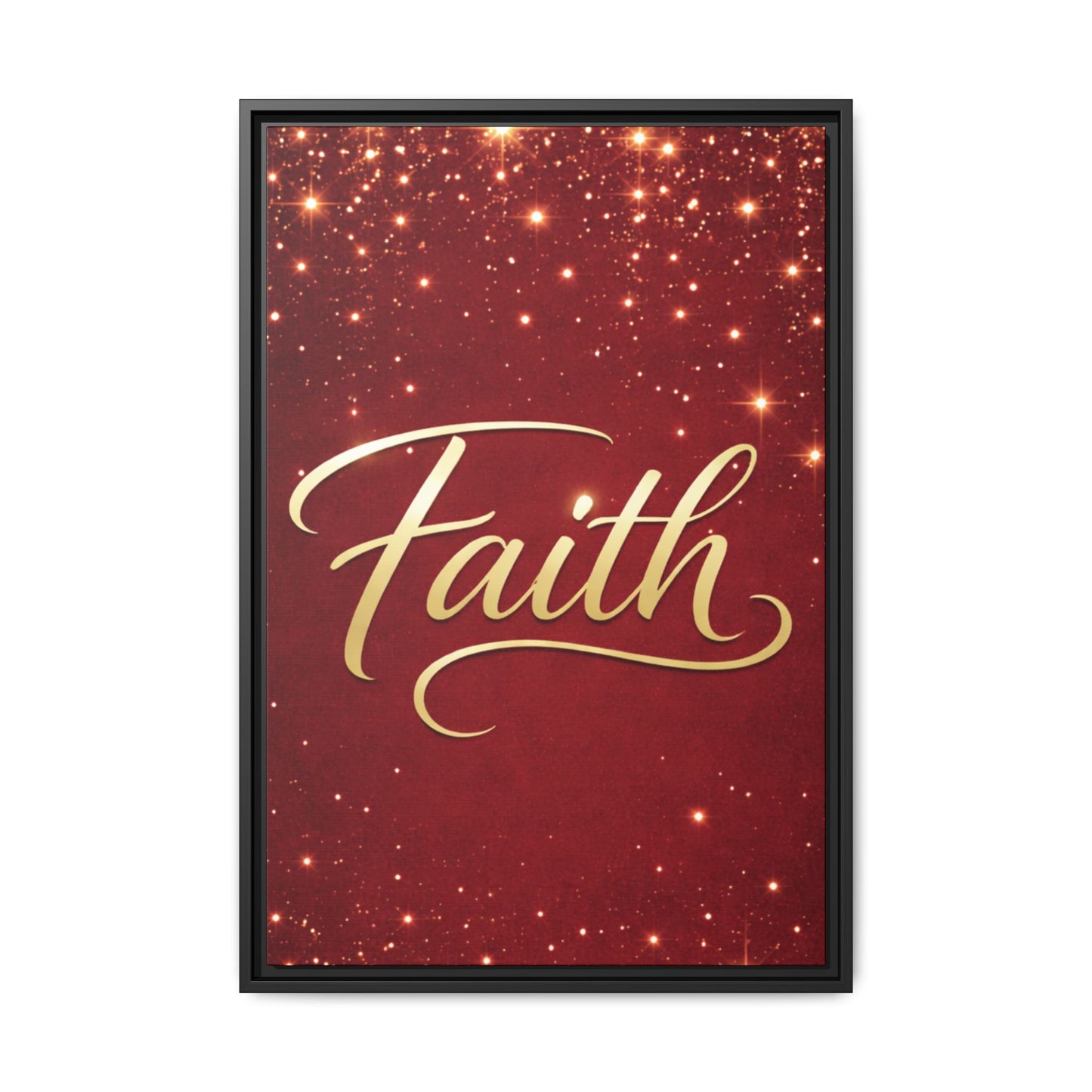 Faith Wall Art Canvas — Framed Red & Gold Holiday Print