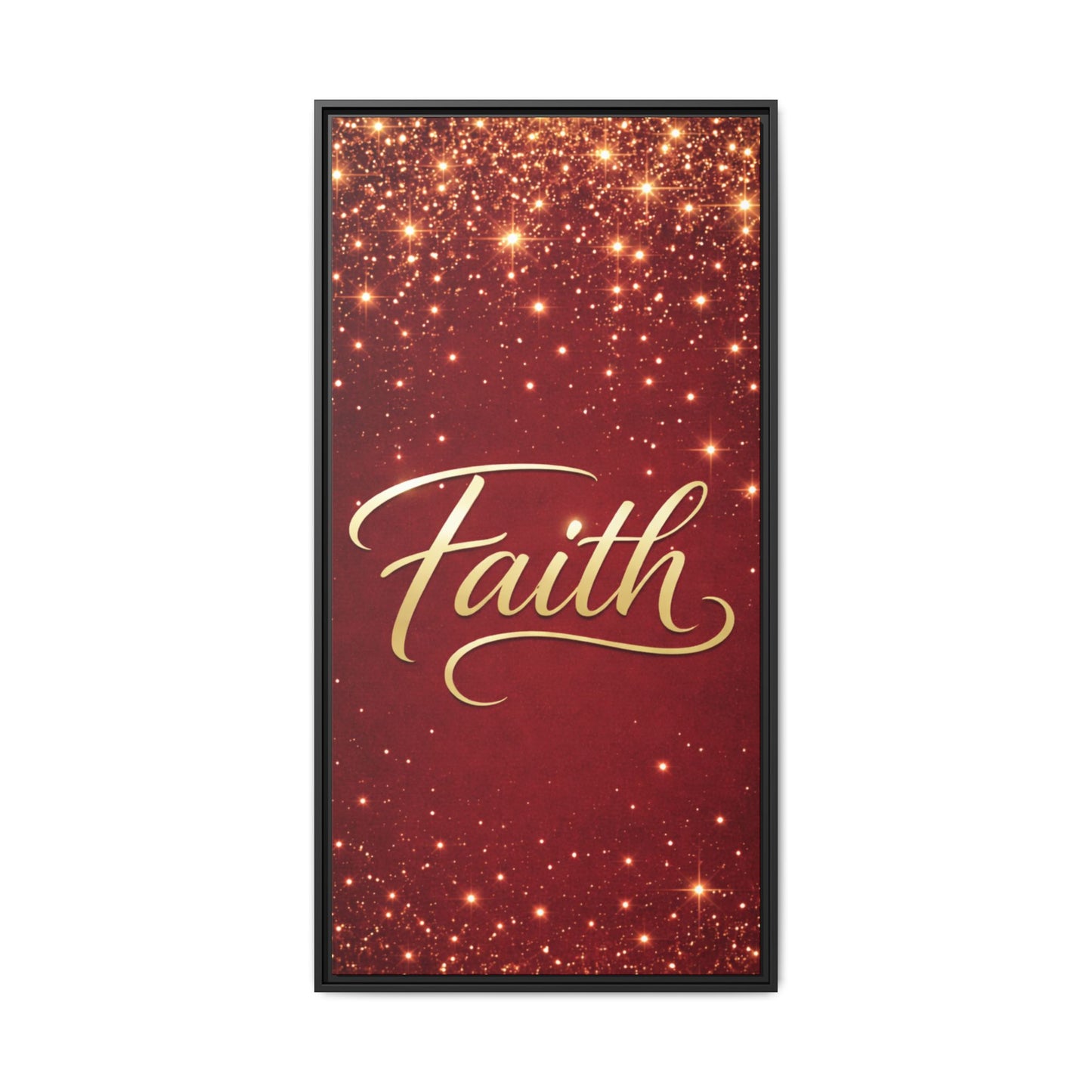 Faith Wall Art Canvas — Framed Red & Gold Holiday Print
