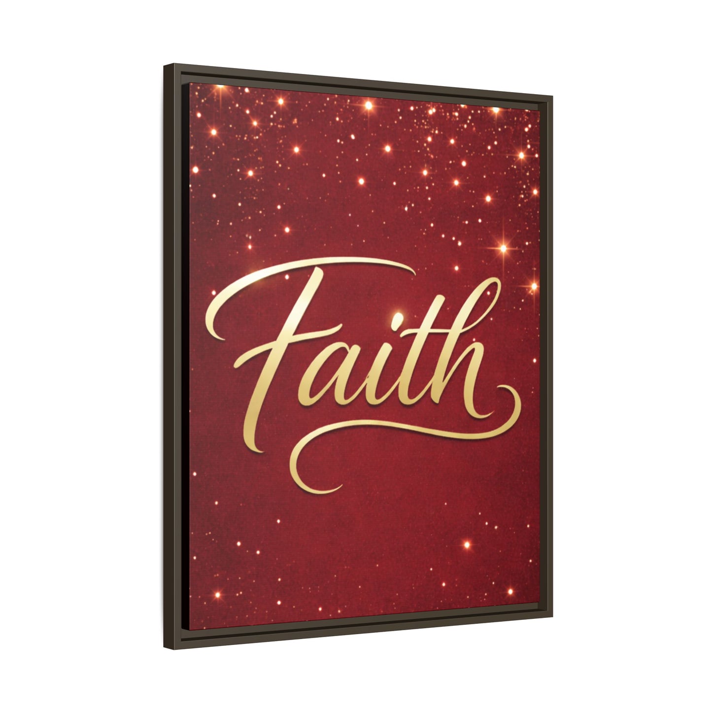 Faith Wall Art Canvas — Framed Red & Gold Holiday Print