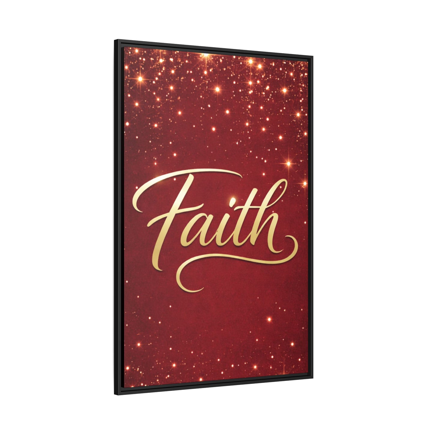 Faith Wall Art Canvas — Framed Red & Gold Holiday Print