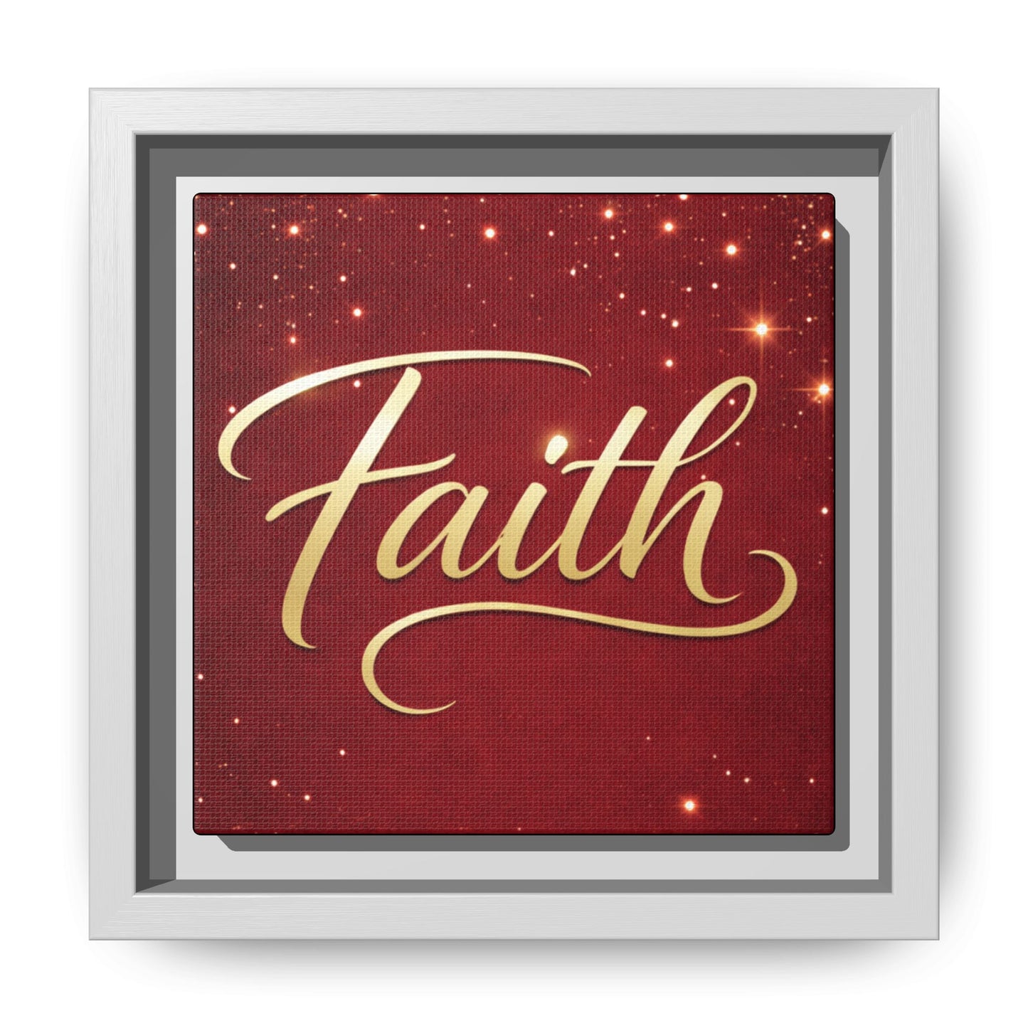 Faith Wall Art Canvas — Framed Red & Gold Holiday Print