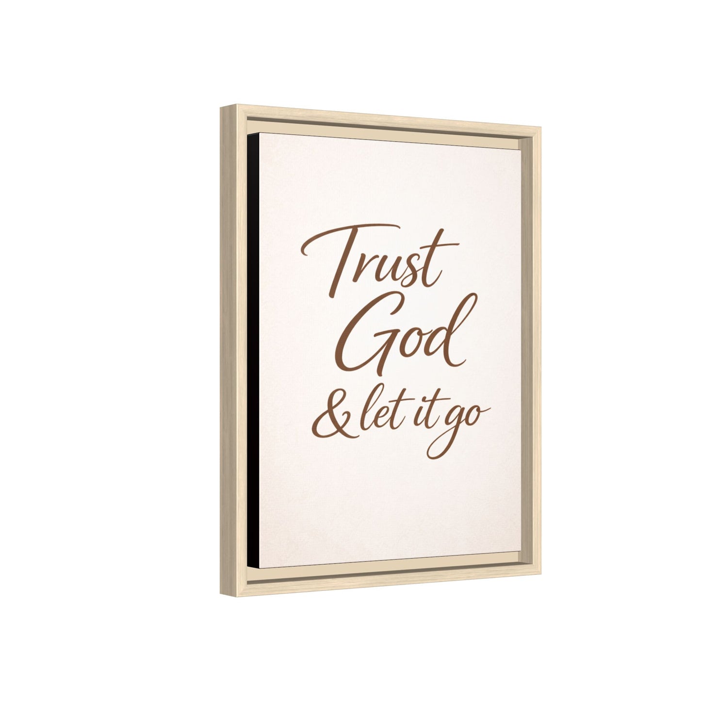 Framed Canvas Wall Art — "Trust God & Let It Go" Inspirational Quote