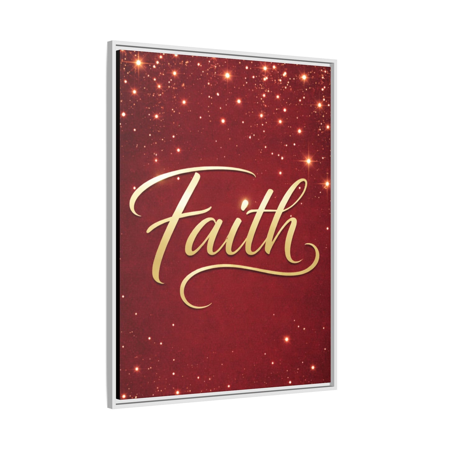 Faith Wall Art Canvas — Framed Red & Gold Holiday Print