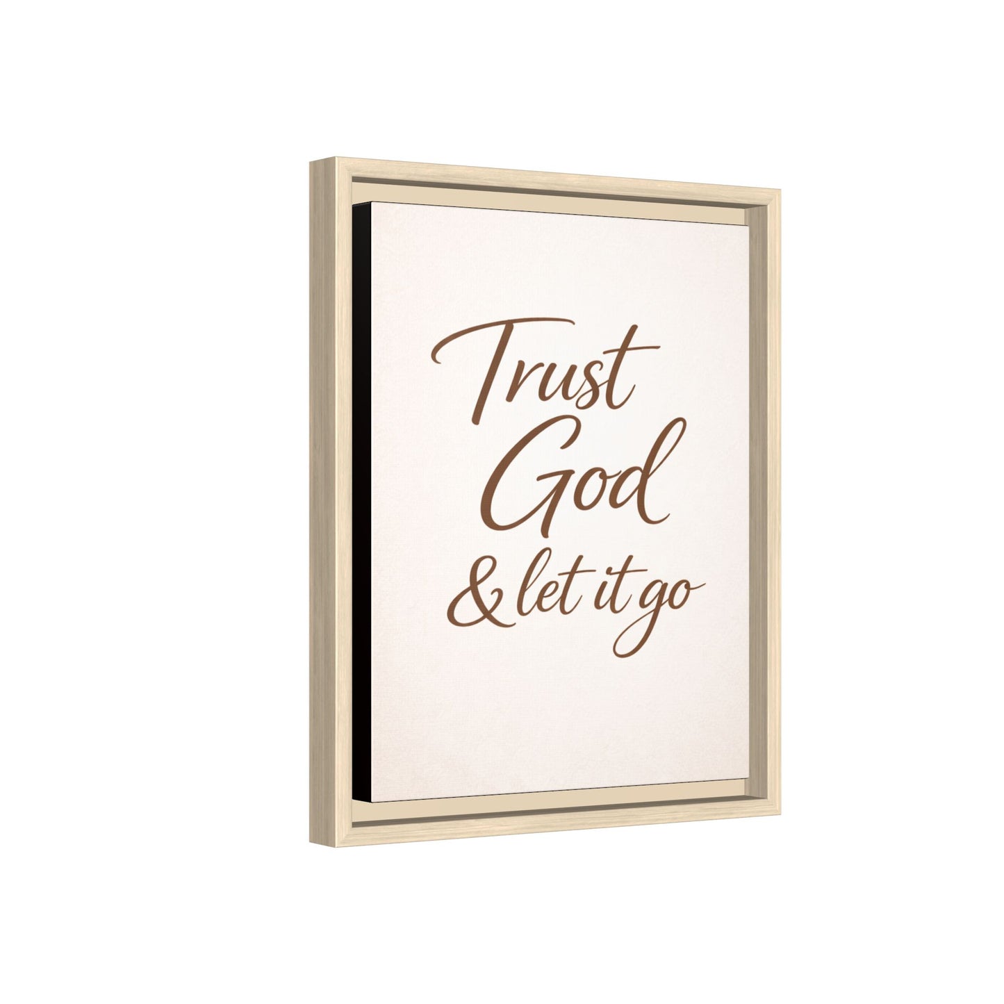 Framed Canvas Wall Art — "Trust God & Let It Go" Inspirational Quote