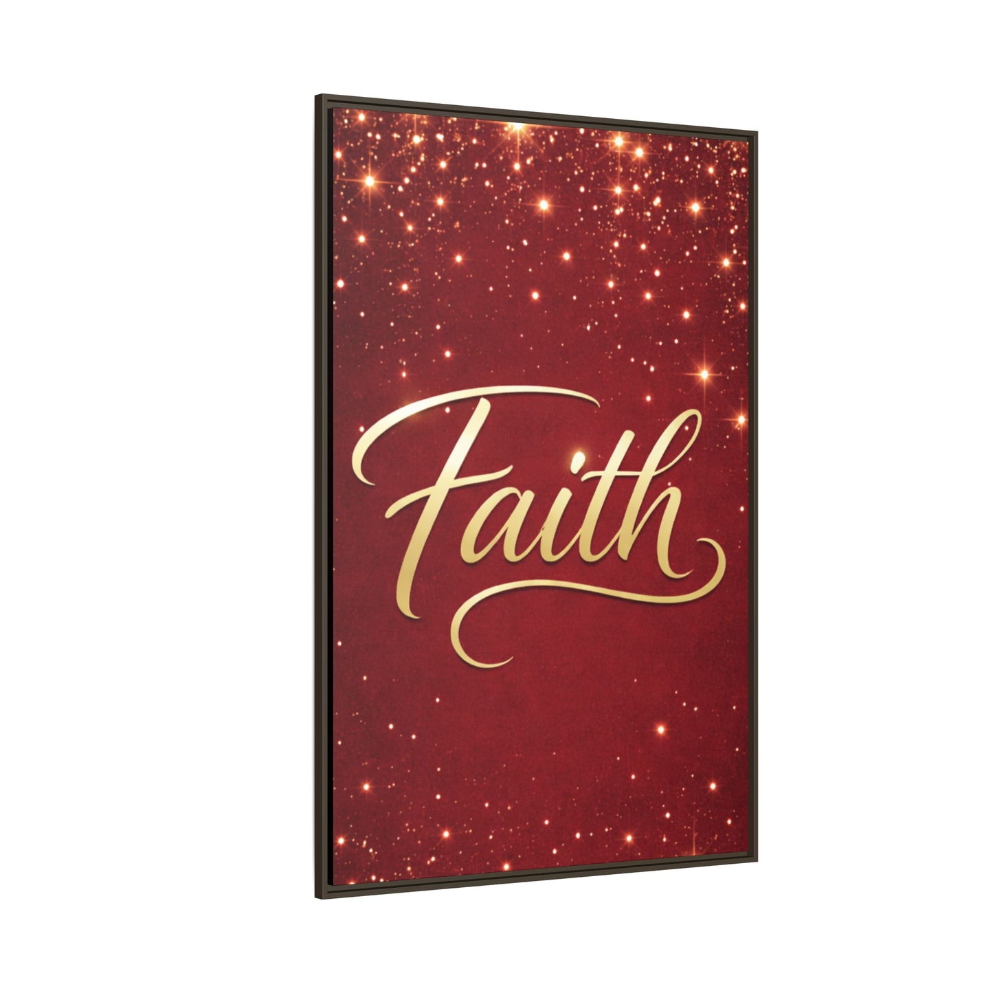 Faith Wall Art Canvas — Framed Red & Gold Holiday Print