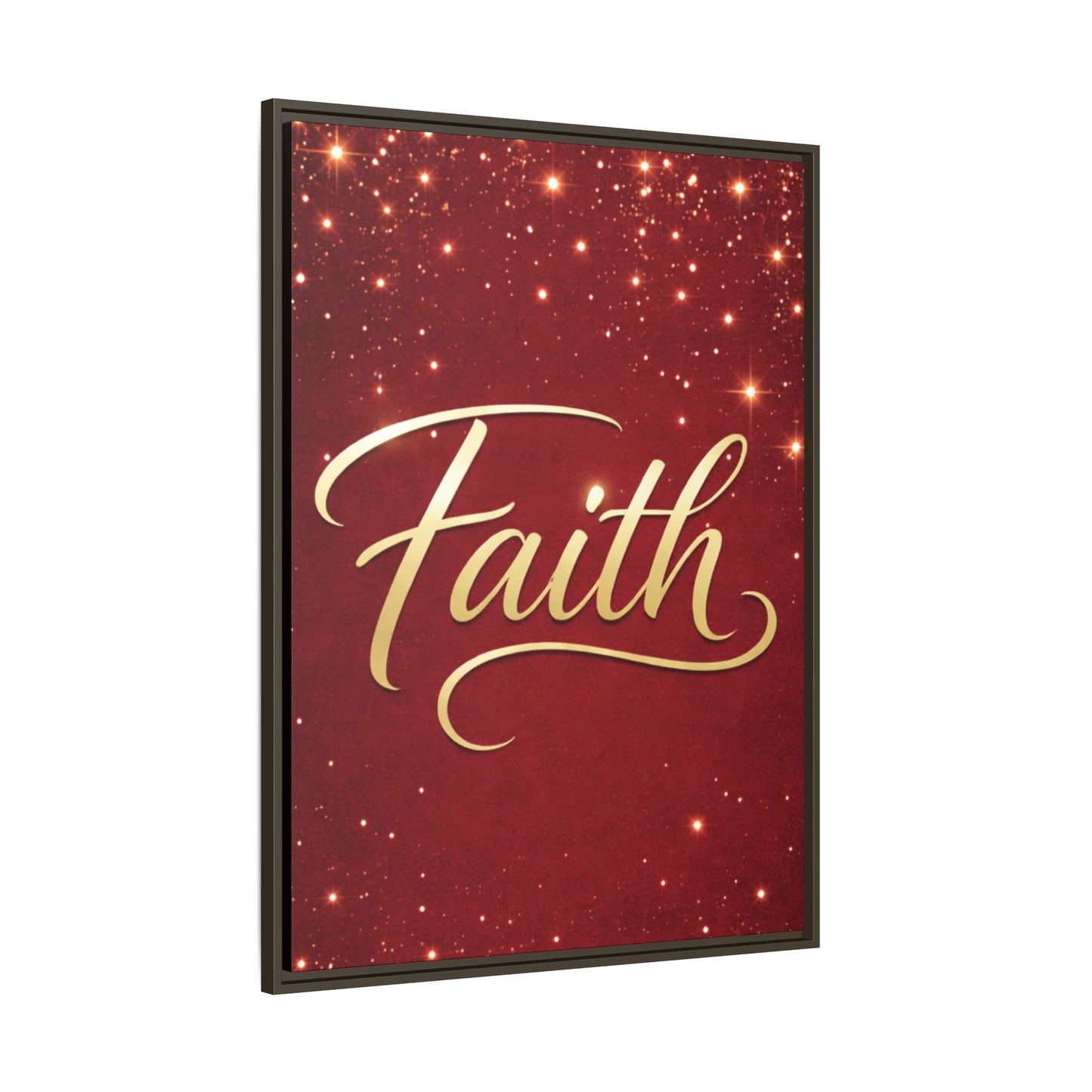 Faith Wall Art Canvas — Framed Red & Gold Holiday Print