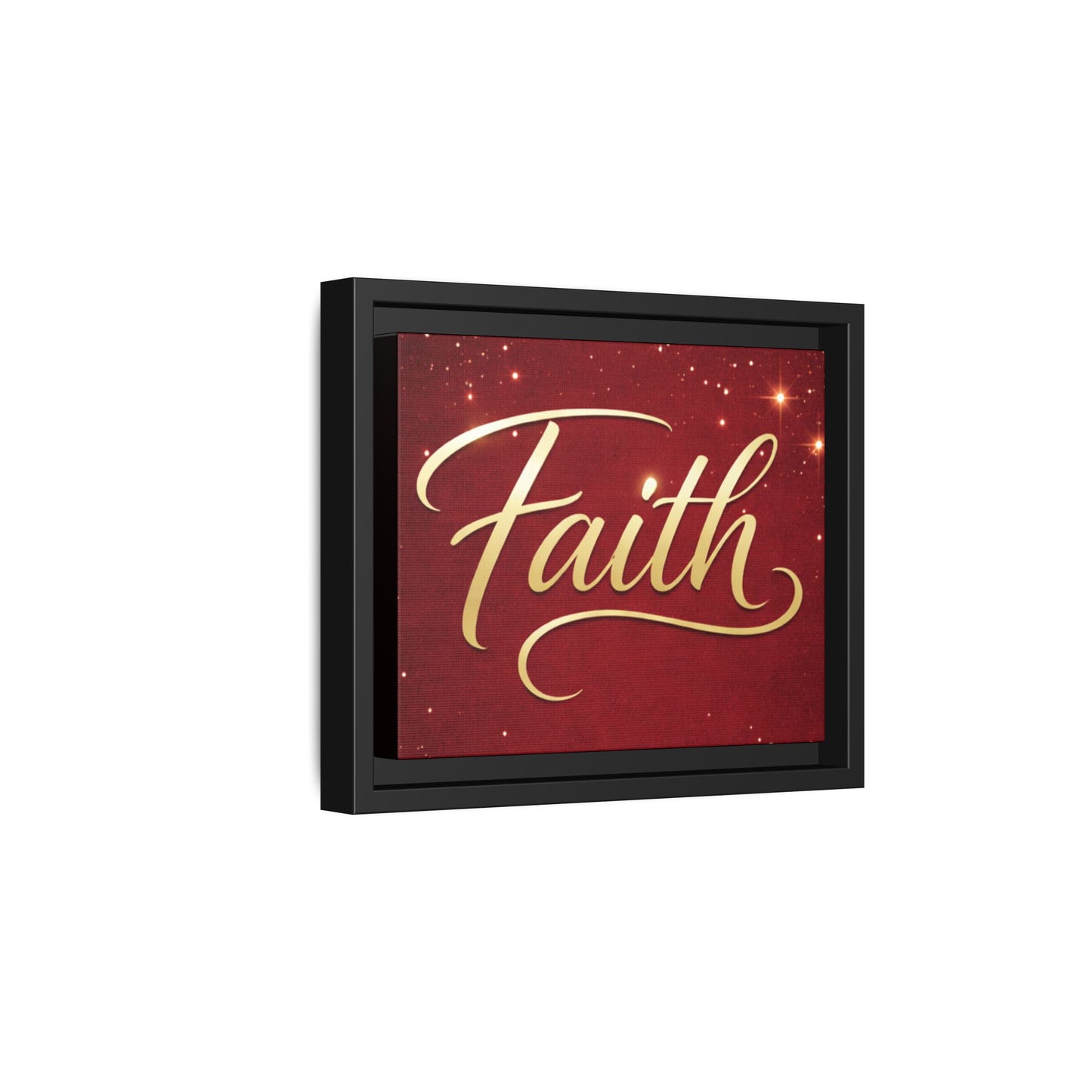 Faith Wall Art Canvas — Framed Red & Gold Holiday Print