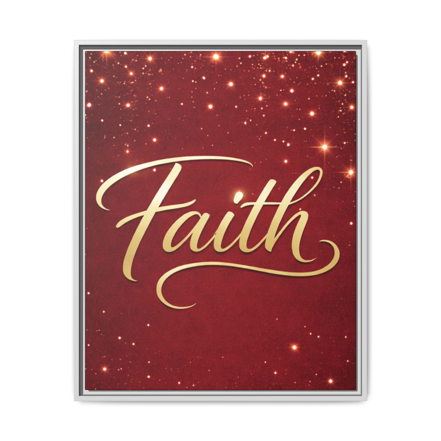 Faith Wall Art Canvas — Framed Red & Gold Holiday Print